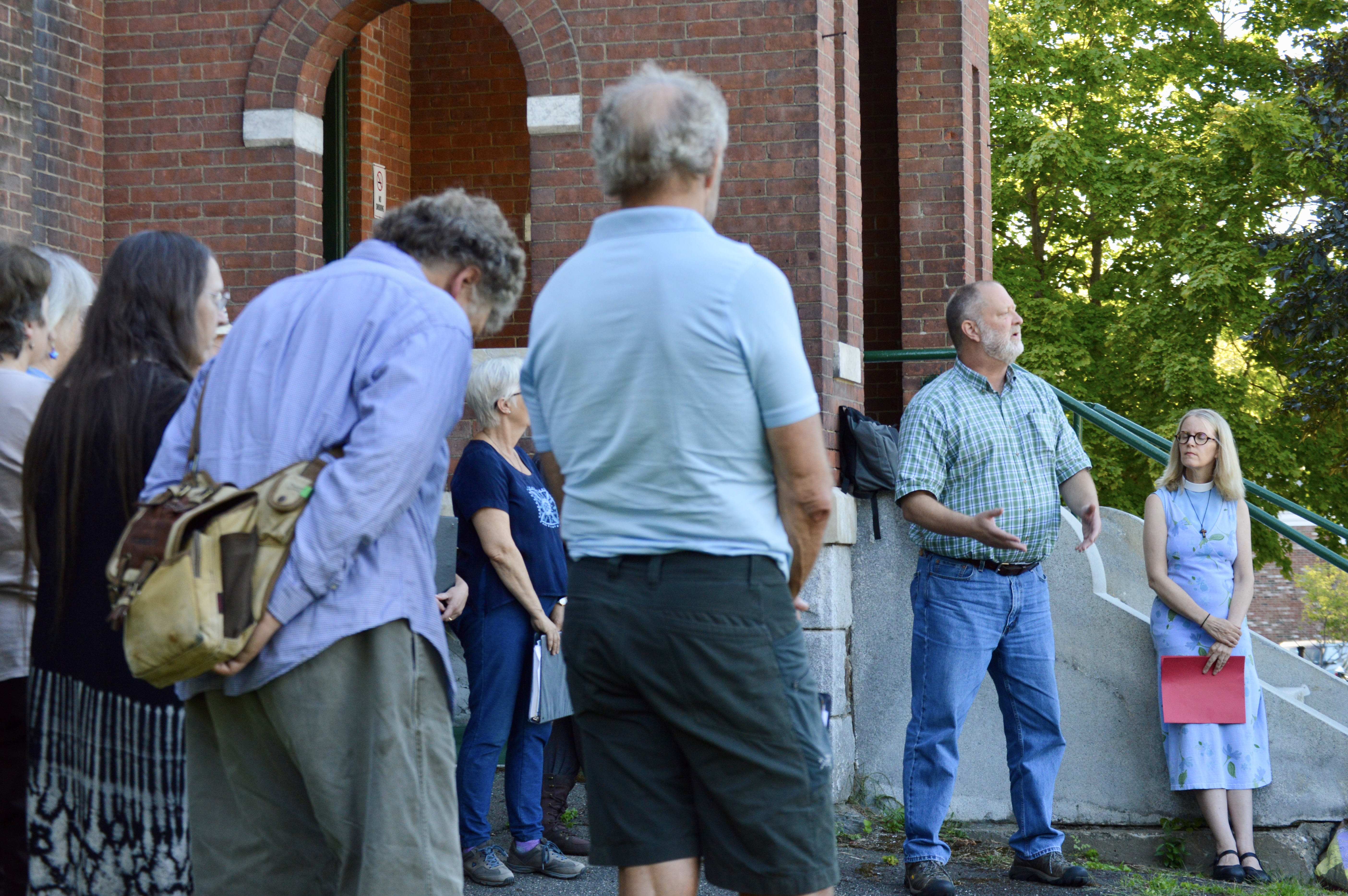 Patrick Moreland speaks during a tree dedication on September 2022. The ceremony honored those lost during the pandemic.